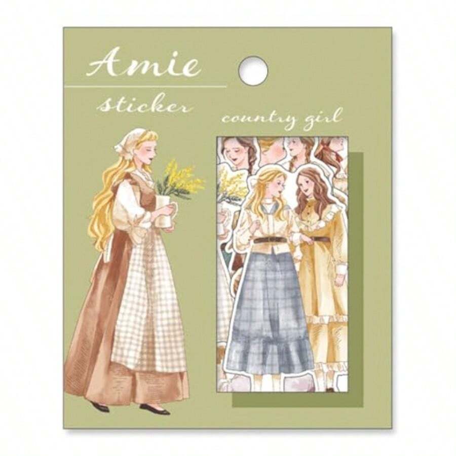 Amie Sticker アミ ステッカー かわいい フレークシール 水彩ガール 上質紙 日本製 - カントリーガール - チェックする 1