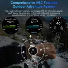 KENPANG Offline Map Men's Smartwatch, Built-In GPS, Downloadable Offline Maps, Navigation Without Phone, 5ATM Waterproof, Swimming Sports Watch, 170+ Sports Modes, Outdoor Compass/Altimeter/Barometer, Wireless Calling, Message Notifications, Weather Forecast, GPS Positioning. 1.43-Inch 460*460 Ultra-Clear AMOLED Screen. Zinc Alloy Anti-Drop Dual-Color Case. Men's And Women's Fitness Tracker, Compatible With IOS And Android - View 10