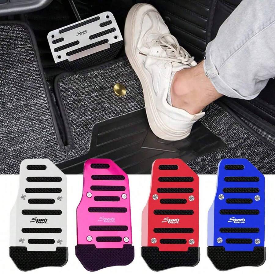 Non-Slip Car Pedal Covers Set - Red Alloy Brake, Accelerator, Clutch Pedal Covers - For Cars, SUVs, ATVs - Automatic/Manual Transmission Replacement Kit, Non-Slip Rubber Pads, Durable Foot Pedals | Ergonomic Foot Pedals | Durable Foot Pedals