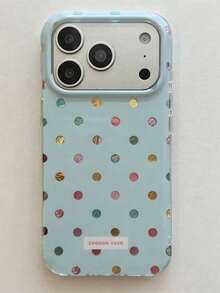 1件可愛彩色波點冰川紋理柔軟手機殼，適用於 iPhone 18 Pro Max 18Pro 18 17 Pro Max 17 Pro 17 Air 17 12 13 14 15 16 Pro Max 14 Plus 15 Plus 16 Plus 11 17 16 15 14 13 12，亮面不對稱箔圖案女孩保護套 - 藍色 - 查看 3