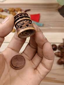 1pc Random Pattern Rosewood Hollow Carved Scent Pouch Gourd Vase Pendant Wood Carving Diffuser Ornament - Redwood - View 3