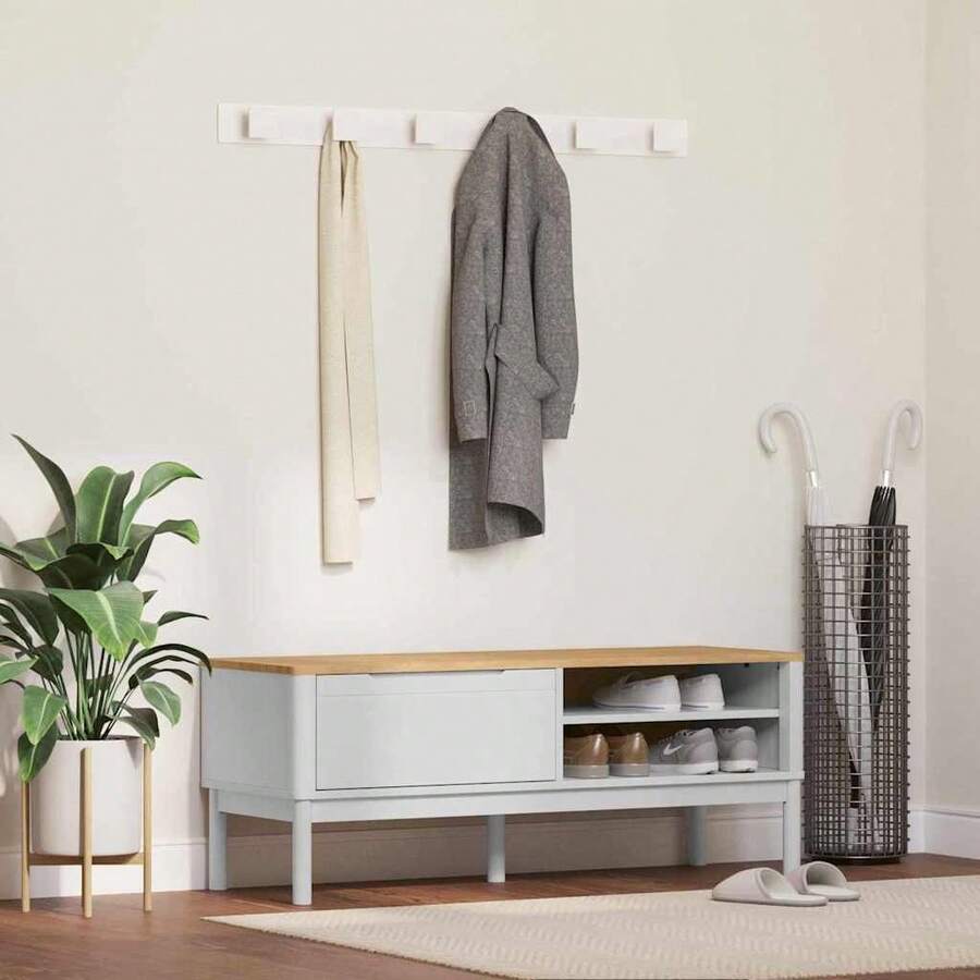 Banc d'entrée  FLORO 115 x 40 x 45 cm en pin massif - Blanc - Voir 1