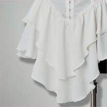 ICON Vestido corto de gasa con volantes en el hombro, cintura fruncida y estampado jacquard para mujer, elegante para fiestas y uso casual - Burdeos - Ver 6