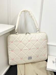 1個學生筆電包 11"/13"/15" 肩背包 蝴蝶結印花 休閒中性 防護套 小包 文件包 筆電套 電腦攜帶包 11 13 15" 便攜式桌上型防護袋 相容 MacBook HP 適合女孩、青少年女孩與男孩 相容 iPad Air 4 5 Pro 防護套 防震包 - 米色 - 查看 10