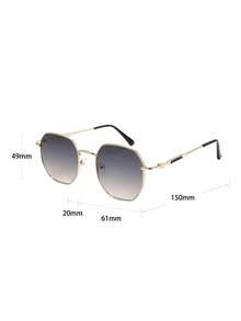 1 par de gafas de moda con marco de metal y borde geométrico personalizado con textura para mujer, adecuadas para actividades al aire libre, vacaciones y desplazamientos - Multicolor - Ver 3