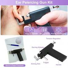 Ear Piercing Kit Professional Ear Piercing Gun With 14pcs Stainless Steel Earrings Stud,2PCS Disposable Nose Piercing Gun,4pcs Nose Rings - Ear Piercer + Nose Piercer - View 4