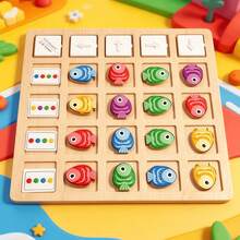 Đồ chơi gỗ Montessori cho trẻ em, rèn luyện tư duy logic, nhận thức phương hướng, nhận biết màu sắc, trò chơi chiến thuật giáo dục trên bàn cờ. - Nhiều màu - Xem 7