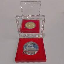 1pc 45mm Red Bottom Flip-Top Single Coin Storage Box, Commemorative Medal Dust-Proof Crystal Box - A - View 4