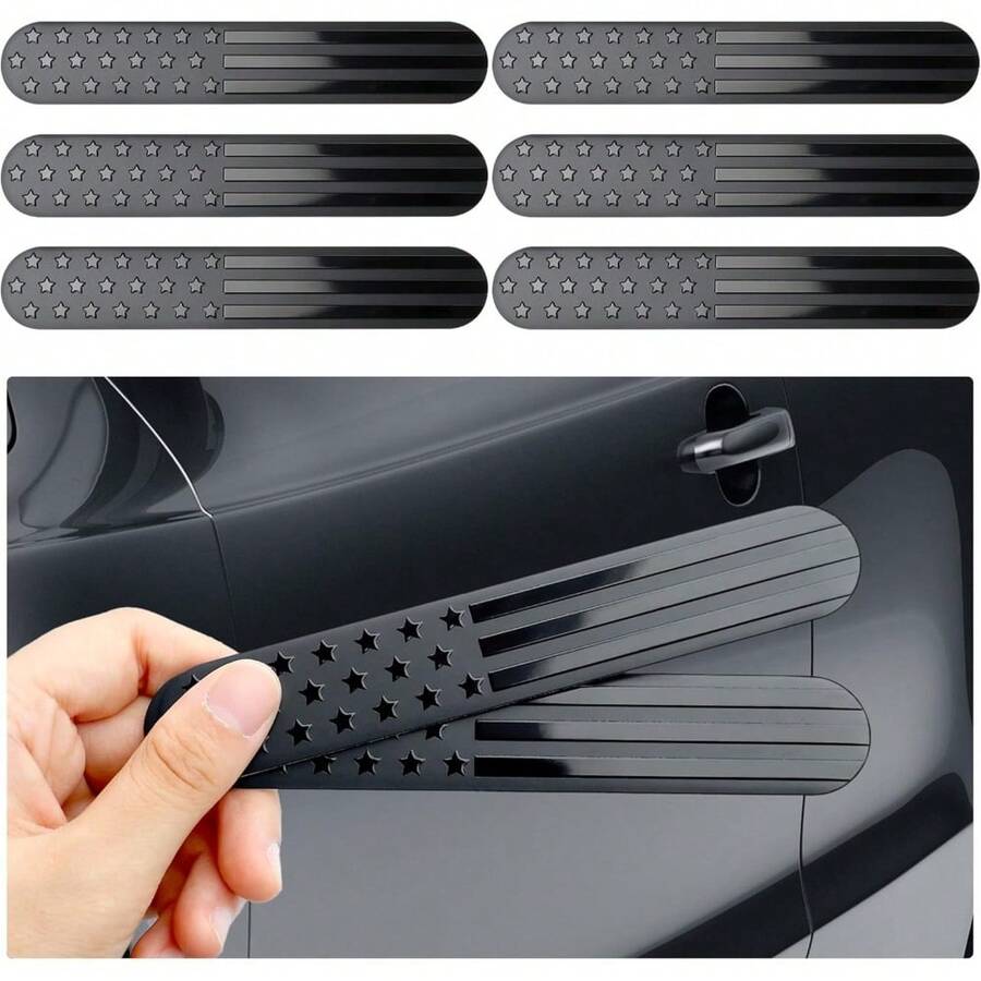 Tallew 6 Pcs 3D American Flag Decal 6 X 1 Inch USA Black Metal Flag Decal Patriotic Car Badges For Auto SUV Truck Motorcycle Bumper Window Fender Accessories - A - 查看 1