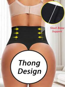 High Waisted Women Tummy Control Shapewear Thong Panty Waist Trainer Body Shaper Pants Compression Shaping Briefs Underwear Underpants Lingerie Knickers Corset Boned - 黑色 - 查看 8