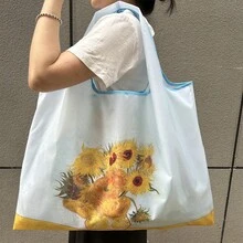 1个可折叠女士手提包，大容量购物袋，油画风格，可水洗，简约设计，百搭风格，适合通勤、旅行、购物，便捷开合设计，多功能，适用于各种场合，经典耐用，舒适材质，易于清洁，易于搭配 - 彩色 - 查看 41