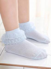 5/10 Đôi tất trắng kiểu dáng thường ngày có bèo nhún và viền ren dành cho bé gái, tất thời trang kiểu công chúa, thích hợp cho mặc hàng ngày, dự tiệc, đi học. - Nhiều màu - Xem 2