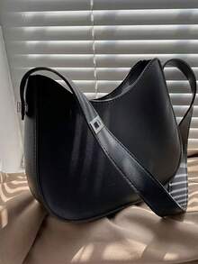 Tas Selempang Minimalis Warna Teh Susu Lembut, Kulit Halus dan Lentur dengan Desain Bentuk Bulan Sabit, Tali Lebar untuk Kenyamanan, Cocok untuk Perjalanan Sehari-hari dan Acara Santai, Kemewahan yang Sederhana, Menciptakan Suasana Santai - MultiWarna - View 10