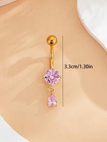 1 pieza Anillo de ombligo de acero inoxidable con incrustación de gota de agua linda, adecuado para perforación del ombligo de mujeres, joyería para festivales - pequeñas gotas de agua - Ver 5