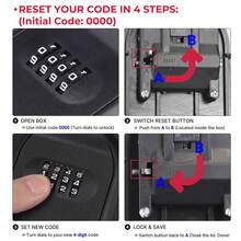 Wall-Mounted 4-Digit Combination Key Lock Box - Blue Heavy Duty Key Holder, Waterproof Outdoor Hidden Key Box, Suitable For Home, Car And Office (Universal Size) - A - View 8