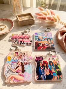 1 pieza/4 piezas Estilos Llaveros Acrílicos con Brillo para Colgar en Mochilas, Regalos Ideales de Vacaciones para Fans de K-Pop y Compañeros de Clase. - Multicolor - Ver 3