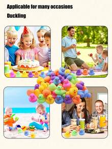 UINLE Baby Colorful Little Duck Water Toy With Built-In Whistle, Squeaky Sound, Suitable For Bathtub Play, Baby Grip And Play, Birthday Party Gift And Pool Game Prop - Multicolor - View 4