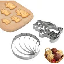 Concha Cutter, Pig Cookie Cutter Mexican, With 5 Sizes Pig Cookie Cutter, Concha Stamp Stainless Steel Shaped Cake Ring Mold Biscuit, Mexican Baking Supplies Baking Lover - Silver - View 1