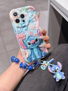Disney Has Authorized, Phone Case - Chain Set, The Stitch Lilo & Stitch 3D Phone Case Plus A Silicone 3D Stitch Bracelet With Metallic Ring Removable Bracelet, Stitch And Angel Pattern, Compatible With Iphone17/16/15/14/13/12/11/XS/XR/X Plus Pro Max, A Stylish Cartoon Phone Case, The Perfect Gift Choice, Phone Protection, Durable Phone Cover, Great Gift For Friends And Family. - trắng - Xem 1