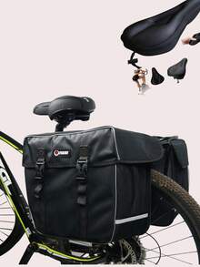 27L Large Capacity Outdoor Bicycle Rear Rack Bag, Cycling Mountain Road Bike Rear Trunk Double Pannier Bag With Reflective Trim, Adjustable Hook Bicycle Pannier Bag, Waterproof Interior Mountain Road Bike Rear Seat Tail Rack Double Pannier Bag - Multicolor - View 6