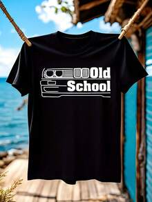 T-shirt graphique avec le logo vintage de la voiture E30, un t-shirt décontracté à col rond, adapté pour un usage quotidien, élégant et confortable, incarnant la mode de rue, design classique, tissu respirant, une excellente option de cadeau et un article de collection. - Blanc - Voir 1