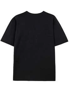 Chemise décontractée avec motif corbeau et texte "Happy Halloween" - Chemise col rond douce, confortable et polyvalente pour un port décontracté, cadeau parfait pour les hommes, chemise d'Halloween, vêtement festif, coupe confortable. - Noir - Voir 8