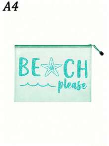 防水時尚海灘包，印有「Beach Please」海星圖案，大容量，透明設計，尼龍拉鍊，輕巧耐用，適合春夏季收納，適用於游泳、海灘、潛水、夏季度假、開學季。輕便防曬收納袋，送給朋友、家人、閨蜜、同學的完美禮物 - 彩色 - 查看 14