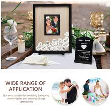 Wooden Creative Heart-Shaped Guest Book,Wedding Card Box With Photo Frame,Wooden Wedding Signage,,Wedding Reception Card Holder,Rustic Wedding Decor, Suitable For Anniversary, Birthday And Special Occasions,Collecting Heartfelt Messages - 黑色方款 - 查看 2