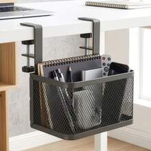 Under Desk Cable Management Tray 16cm Clamp-On Desk Organizer, Metal Wire Basket - Black - View 3