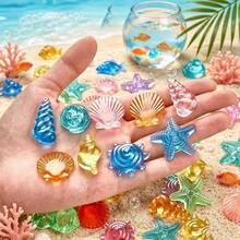 Creative New Mini Realistic Starfish And Seashell Shaped Decorative Ornaments, Suitable For Home, Pool And Aquarium Decoration - Multicolor - View 1