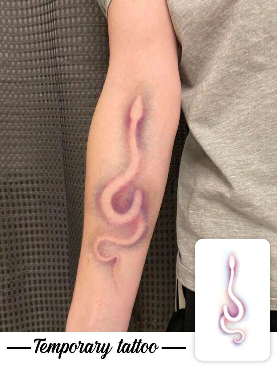 1 pieza Tatuaje temporal de línea serpentina con patrón abstracto de halo neón degradado, diseño de tatuaje simulado, adecuado para viajes, festivales de música, juegos, regalos de graduación, dura de 3 a 5 días - Multicolor - Ver 1
