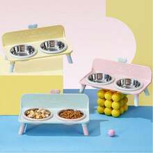 Elevated Stainless Steel Pet Bowl, Double Bowl Feeding Stand, Leak-Proof And Non-Slip Design, Suitable For Food And Water, Whisker-Friendly Feeding Stand For Cats, Puppies And Young Pets, Detachable Structure Easy To Clean - One Size Fits All - View 8
