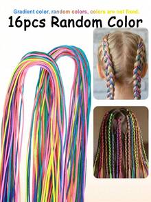 16/32pcs Girls Colorful Hair Strings For Braids, Hair Wrap String, Assorted Rainbow Hairs Rope For Girls Hair Styling Accessories Ponytail Braids, Essential For Girl Holiday Outfit Summer Outfits Hairs Rope - Multicolor - View 6