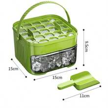 1 pieza Molde de bandeja de cubitos de hielo tipo presión, fabricador de bolas de hielo, caja de almacenamiento de hielo de gran capacidad para refrigerador del hogar - Multicolor - Ver 4