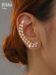 Hihho 1pc Luxury Elegant Curved Water Drop Ear Cuff With Zirconia, Sparkling And Dynamic, Ear-Shaping Accessory For Party And Date, Eye-Catching Atmosphere-Enhancing Gift For Friends On Holidays - Teardrop Ear Hooks - View 6