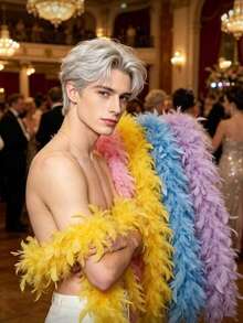200-Centimeter Ultra-Long And Soft Imitation-Feather Boa, Colorful Feather Scarf, Suitable For Halloween Costumes, Solo Parties, Role-Playing, Clothing, Carnival, Wedding Photo Props, Theme Party Decorations, Reusable Lightweight Plush Accessories - A - View 5