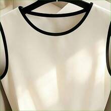Vestido decorativo de bloque de color negro y blanco de diseño de nicho de alta gama francés, versátil y sexy para mujeres, vestido de fiesta elegante, atuendo de resort para mujeres, atuendo del Día de San Valentín para mujeres, vestido blanco y negro para mujeres, vestido de primavera/verano, atuendo de playa, vestido de bloque de color para mujeres - Blanco y Negro - Ver 6