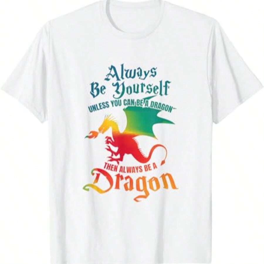 Always Be Yourself, Unless You Can Be A Dragon. White Short-Sleeved T-Shirt. - 白色 - 查看 1
