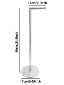 1pc Stainless Steel Movable Toilet Paper Holder, No Drilling Required, Suitable For Kitchen And Bathroom - Multicolor - View 7