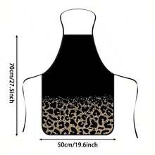 1pc Leopard Print Apron, Durable Polyester Material, Suitable For Cooking, Barbecue, Gardening, Painting, Manicure, Unisex, Indoor And Outdoor Use - Black - View 15