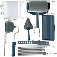 Roller Brush Set With Handle - Quick And Convenient DIY Room Renovation Tool, Includes Leak-Proof Tray, 2 Precision Edge Tools, 3 Blue Handles, Roller And Tray - Perfect For Smooth Wall Painting, Wall Painting Tool Set - New Model - View 3