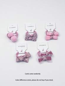 10pcs Cute Bow Hair Accessories, Elastic Hair Bands And Cartoon Hair Clips - Multicolor - View 6