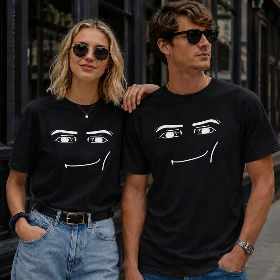 Anime Robot Robloxs Face T-Shirts, Funny Shirt ,Graphic Tees ,Crew Neck Short Sleeve T Shirts ,Women Clothing ,Harajuku T Shirts, Tee ,Summer Tops - 黑色 - 查看 1