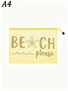 防水時尚海灘包，印有「Beach Please」海星圖案，大容量，透明設計，尼龍拉鍊，輕巧耐用，適合春夏季收納，適用於游泳、海灘、潛水、夏季度假、開學季。輕便防曬收納袋，送給朋友、家人、閨蜜、同學的完美禮物 - 彩色 - 查看 15