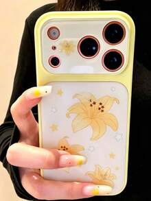 Funda de teléfono con diseño de conejo rosa con lazo y flores, compatible con iPhone 17 Pro Max, 17 Pro, 17, 16 Pro Max, 16 Pro, 16, 15 Pro Max, 15 Pro, 15, 14 Pro Max, 14 Pro, 14, a prueba de golpes - Lirio amarillo - Ver 3