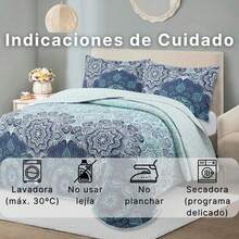 Novotextil 輕盈透氣的超細纖維印花絎縫床罩，適用於 90、105、135、150 和 180 厘米的床——夏季和春秋季床罩，含 1 或 2 個枕套——柔軟耐用的現代裝飾被（尼科西亞） - 尼科西亞 - 查看 7