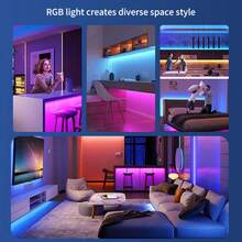 智慧 RGB LED 燈條，3.28英尺至65.6英尺 (1m-20m)，附 App 與 44 鍵遙控器，音樂同步變色可調光 LED 燈，適用於臥室、電視、遊戲、房間裝飾 - 幻彩24鍵遙控+APP控制 - 查看 7