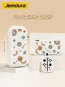 相容於 Switch 遊戲主機配件，復古星空主題星月宇宙圖案，相容於新 Switch 2 (2025)、NS 第 2 代/Switch OLED/Switch Lite 保護殼、收納袋、卡槽底座外殼、遊戲卡盒，送給 Switch 玩家的最佳禮物，情人節告白/浪漫禮物 - 彩色 - 查看 1