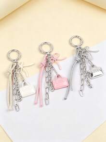 1 pieza Llavero de bolsa pequeña, colgante de nudo de cadena multicolor, amuleto de bolsa - Multicolor - Ver 2