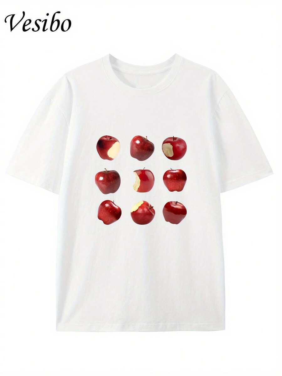 Crew Neck T-Shirt With A Fun, Creative Pattern For Everyday Casual Wear. Perfect For A Casual Look. - 白色 - 查看 1